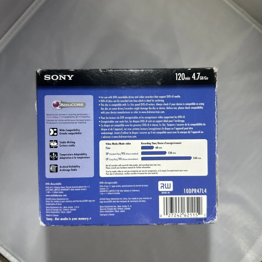 Sony DVD + R 10 Pack Recordable Discs 120 min 4.7 GB Blank New Sealed